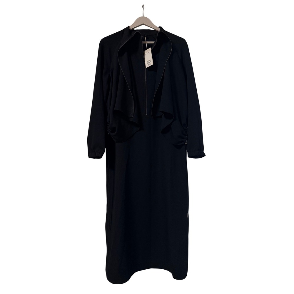 COS Women Black Cape Zip Front Maxi Dress Size 8 NWT
